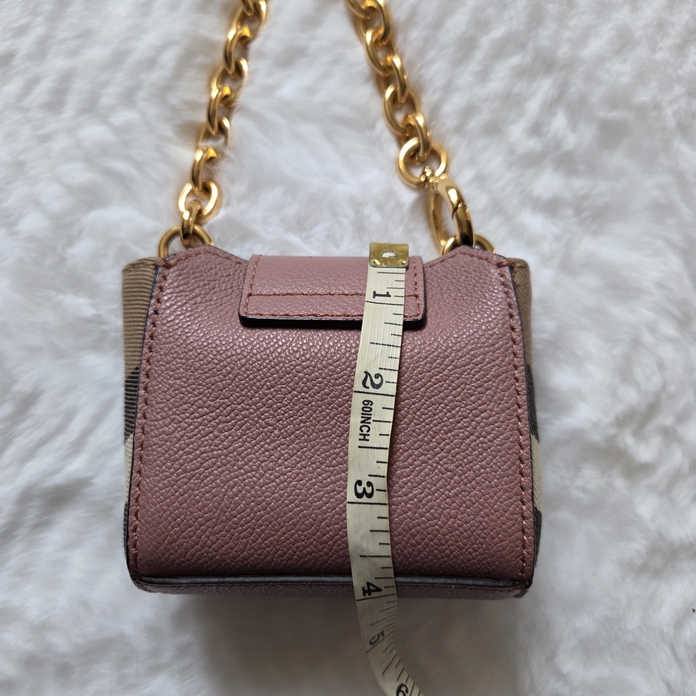 Burberry  Mini Bucket Tote Pink and Tan Bag with Gold Accents - Picture 9 of 16